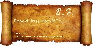 Benedikty Horác névjegykártya